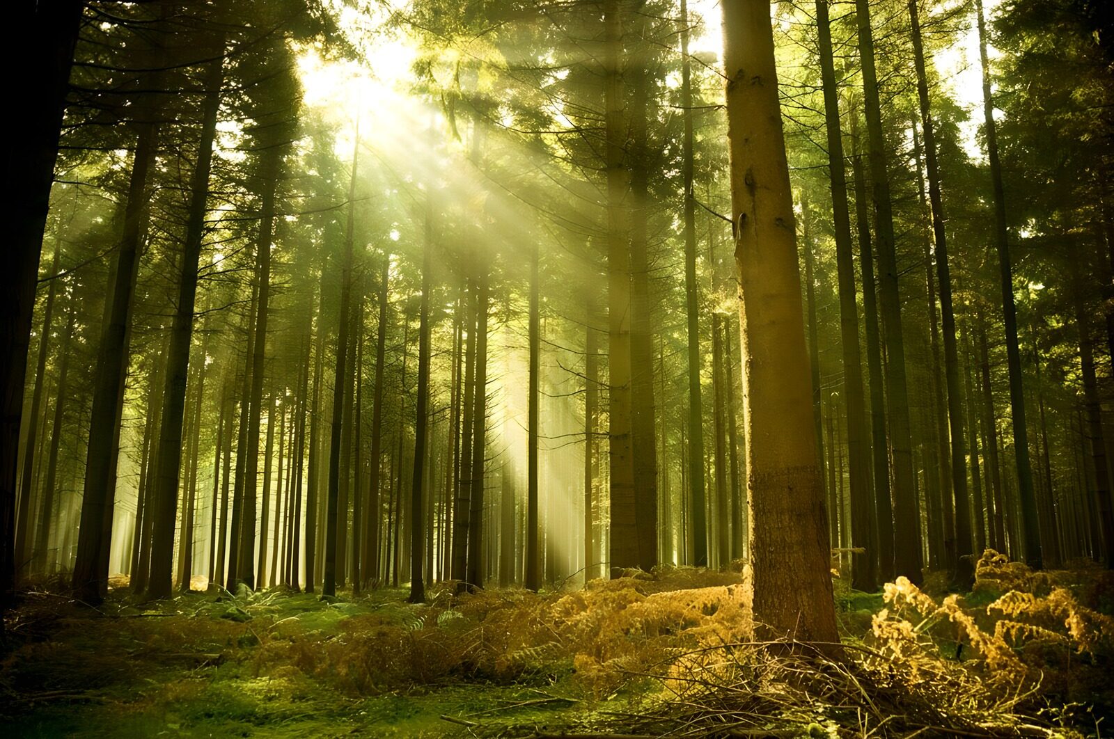 Mystischer Wald im Licht