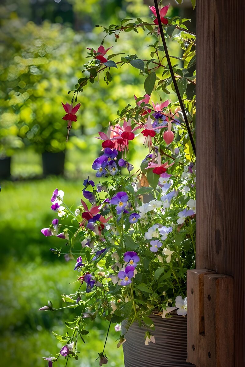 Farbenfrohes Blumengemälde im Garten