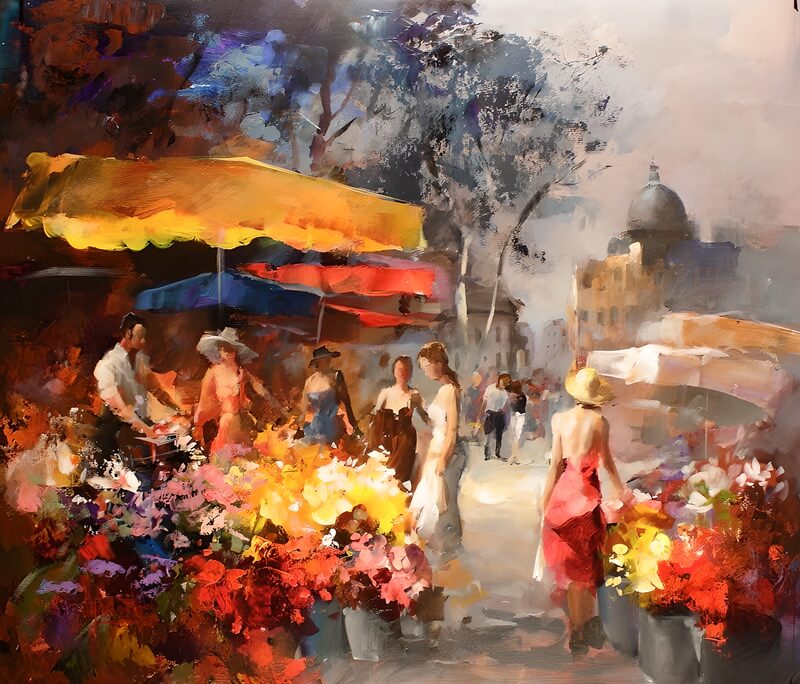Bunte Blumen auf dem Markt