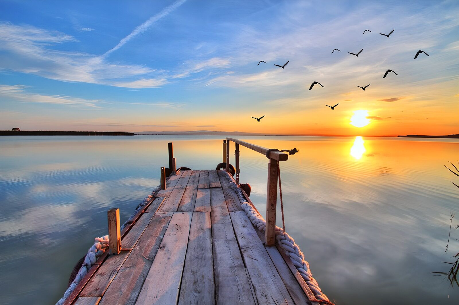 Ruhiger Sonnenuntergang am See