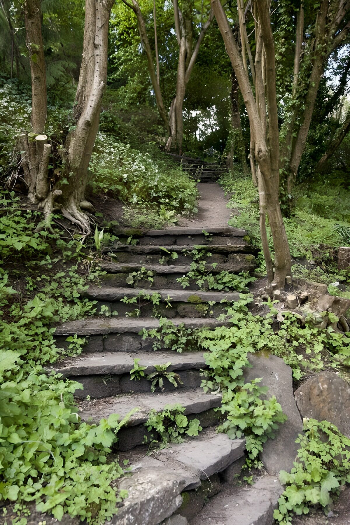 Verborgene Treppe im Grünen