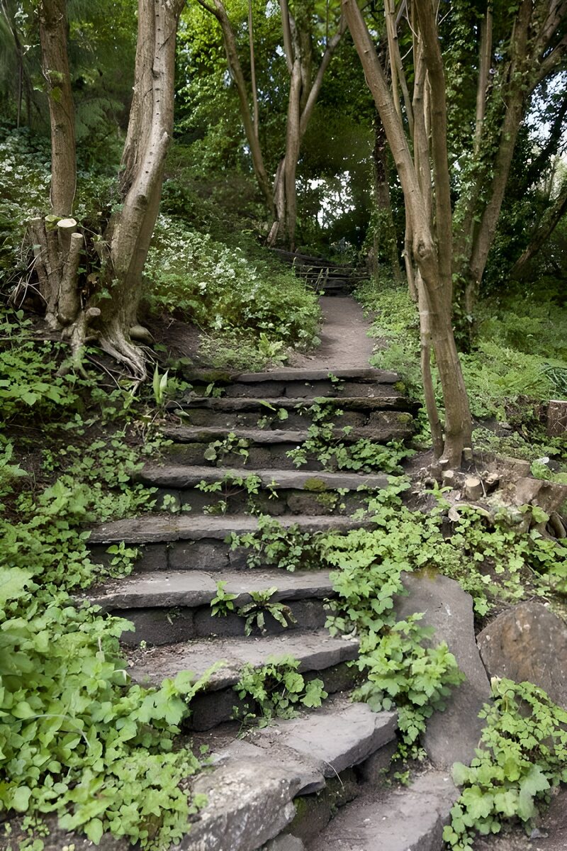 Verborgene Treppe im Grünen