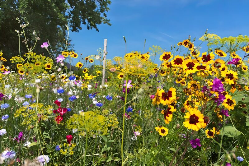 Bunte Wiese im Sommer