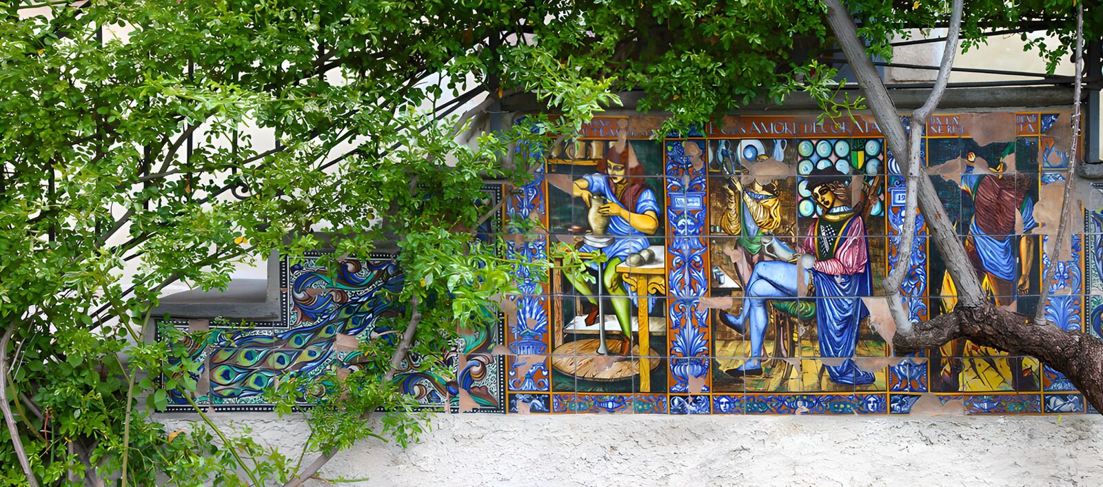Buntes Wandbild mit Handwerkern