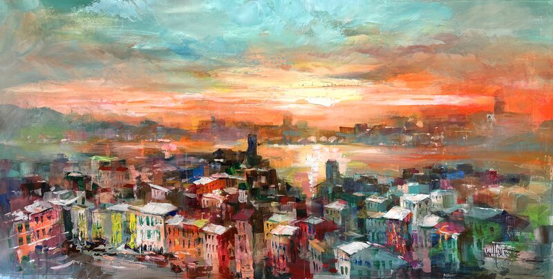 sonnenuntergang über der stadt