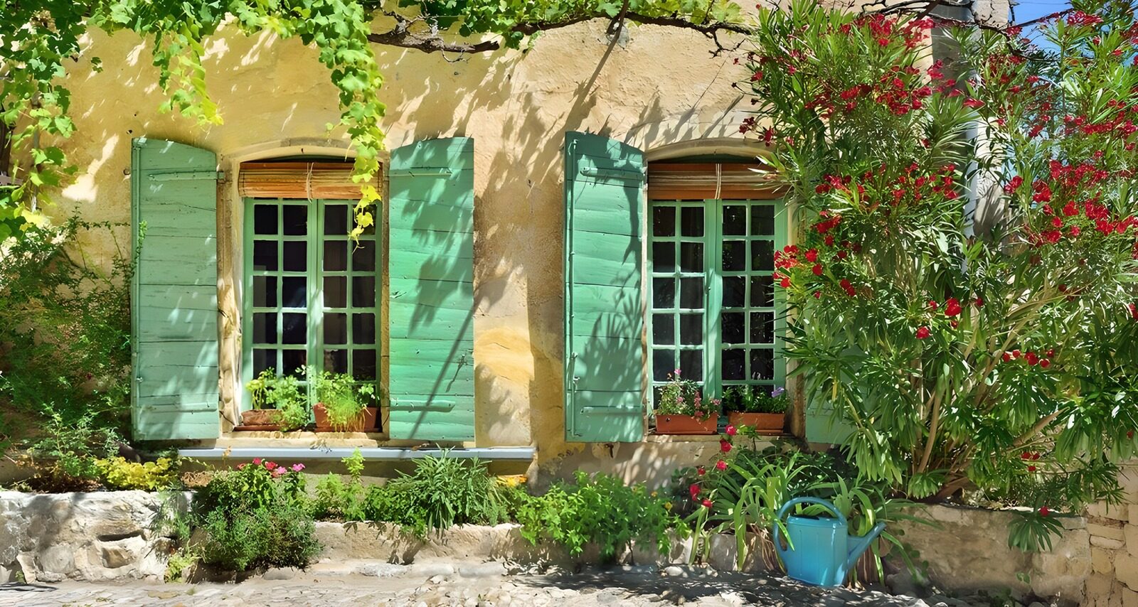 Charmantes Haus mit grünen Fensterläden