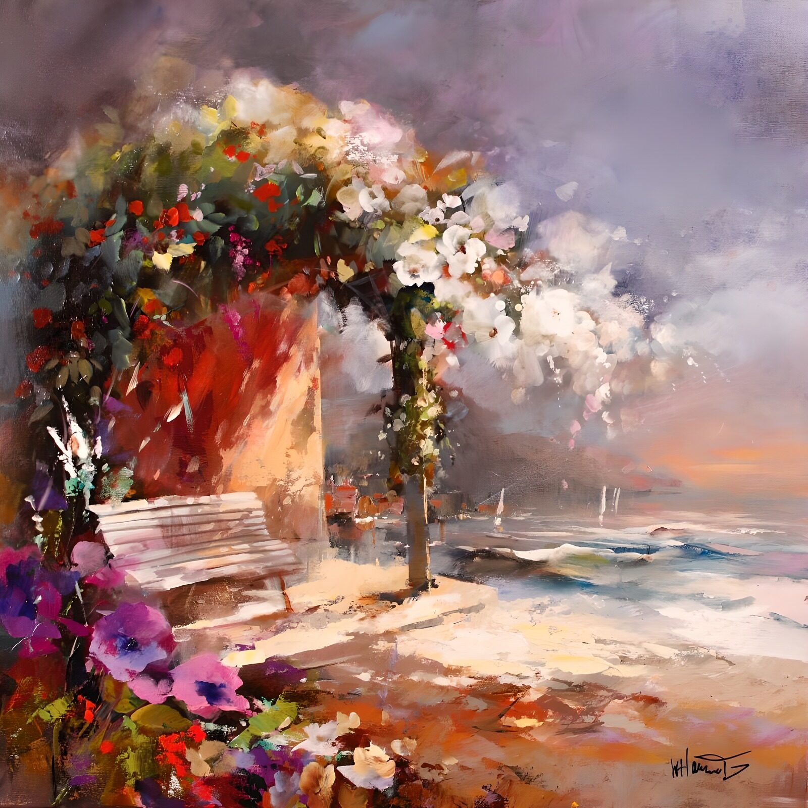 Blumenpavillon am Meer