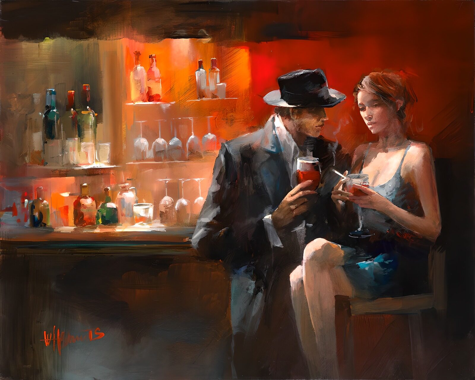 Romantische Abendstunden in der Bar