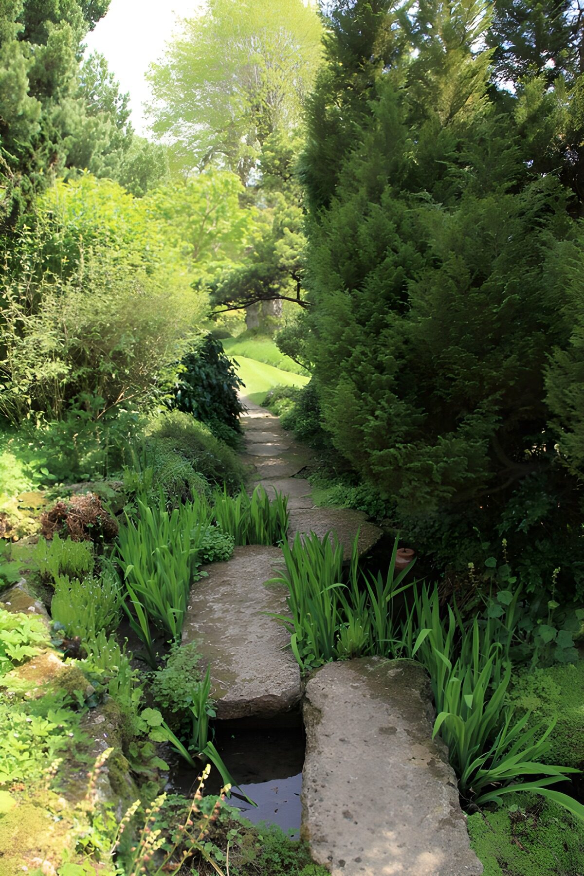 Ruhiger Gartenweg im Grünen