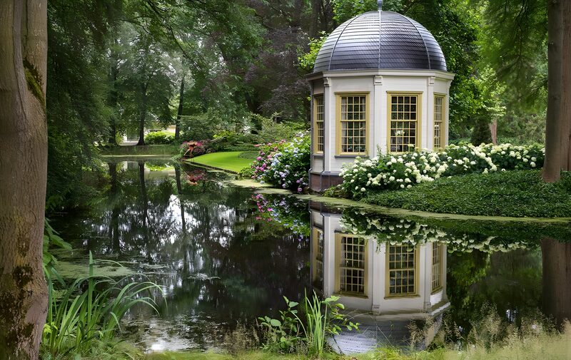 Ruhiger Gartenpavillon am Teich