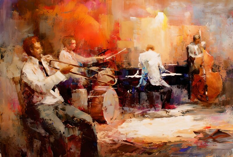 Jazzband in lebhaften Farben