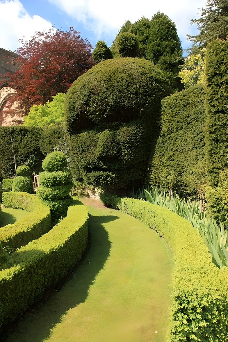 Geschnitzte Gesichter im Garten