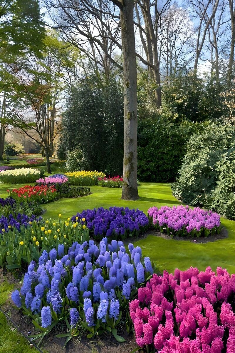 Bunte Blütenpracht im Frühlingsgarten