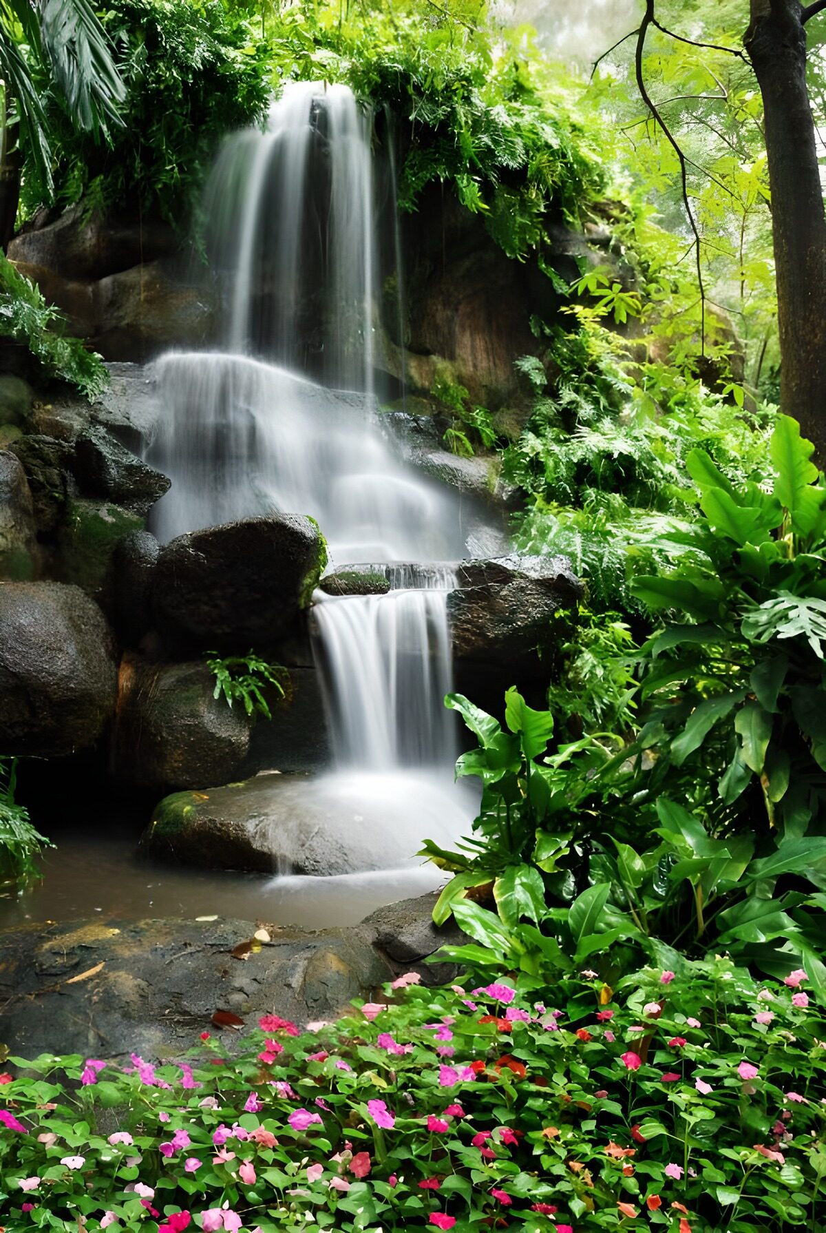 Wasserfall in üppiger Natur