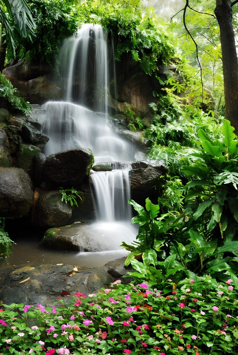 Wasserfall in üppiger Natur