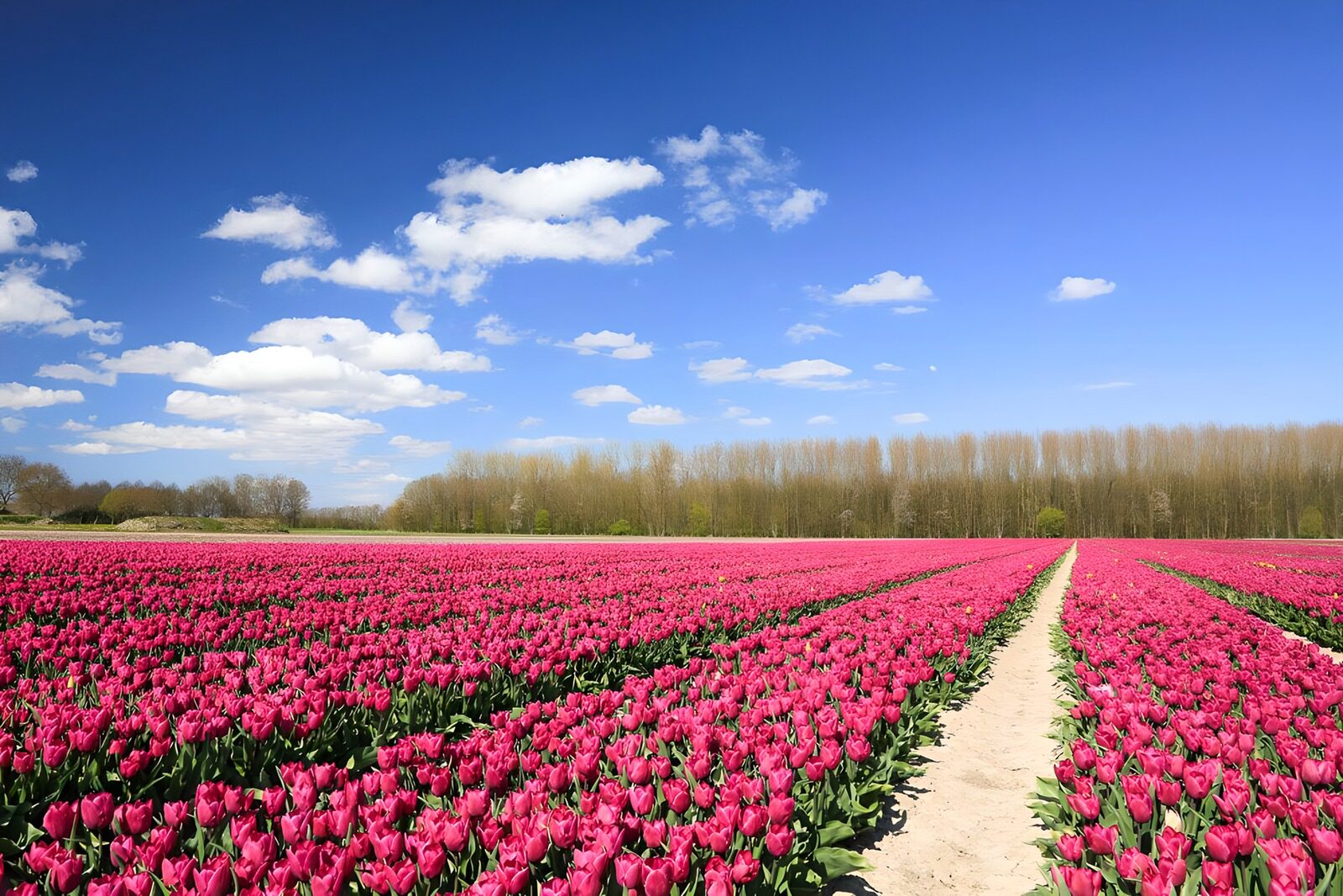 Blühendes Tulpenfeld im Frühling