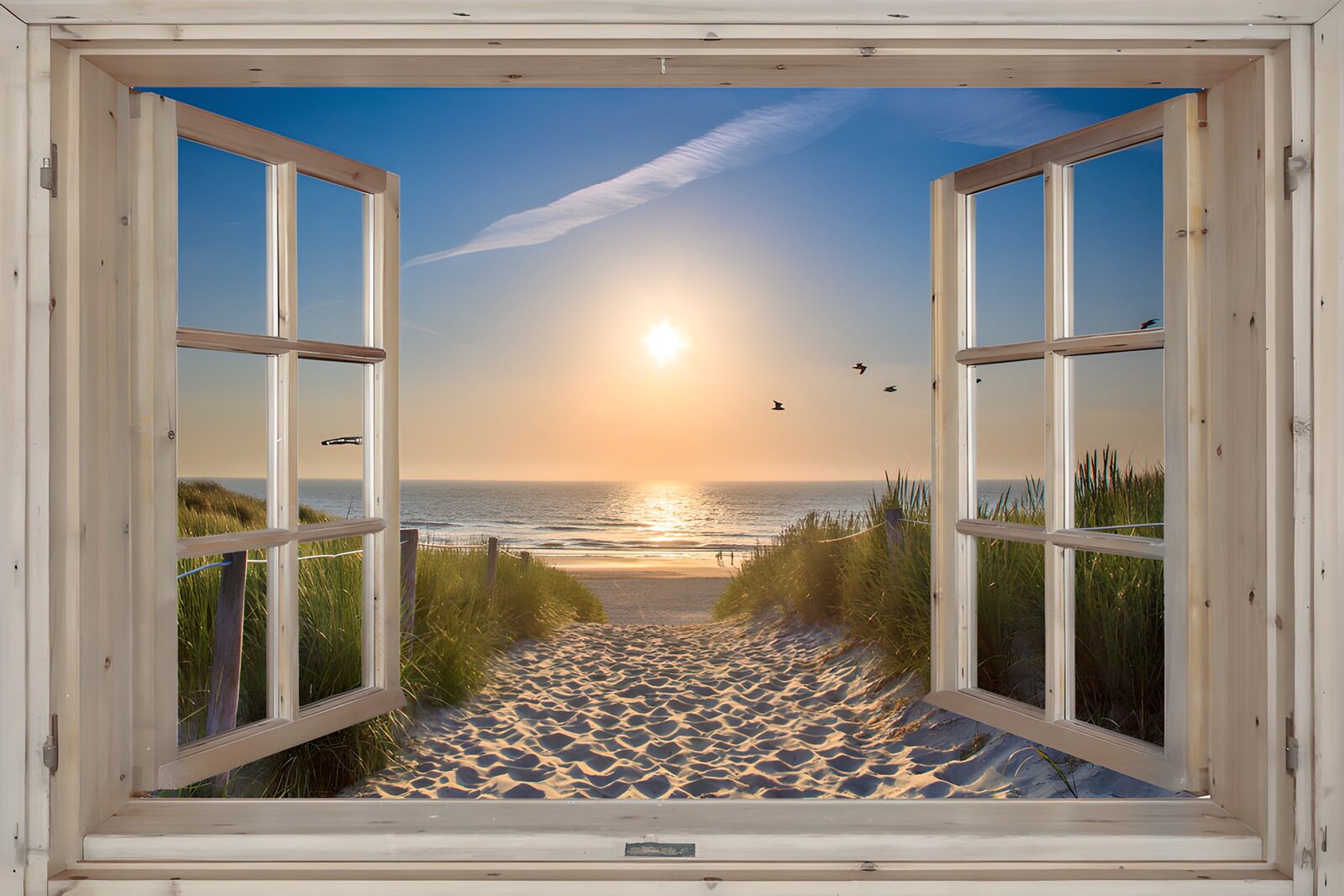 Blick auf den Sonnenuntergang am Strand