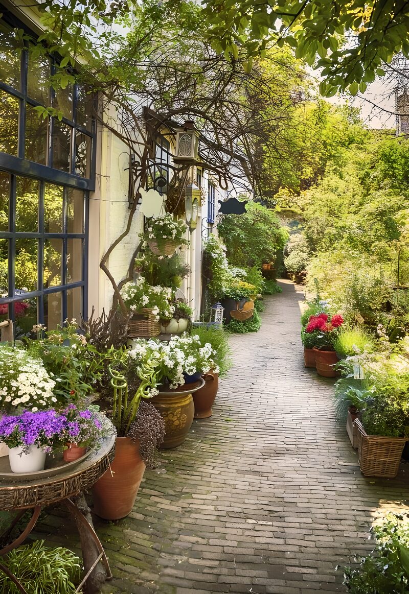 Blühender Pfad im Gartenparadies