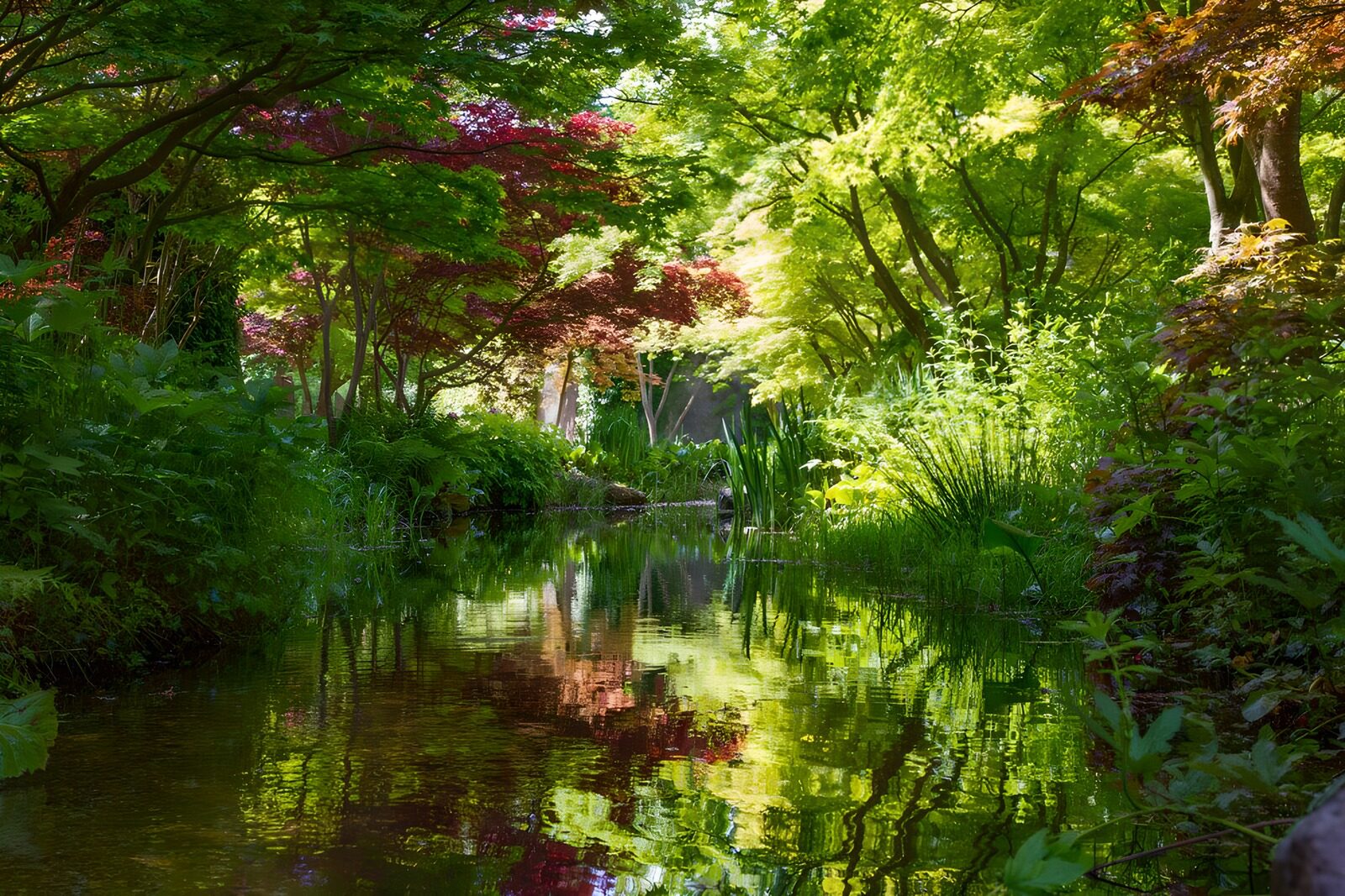 Spiegelung im grünen Paradies