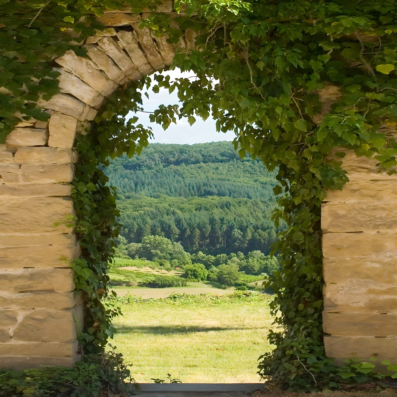 Durchgang zur grünen Landschaft