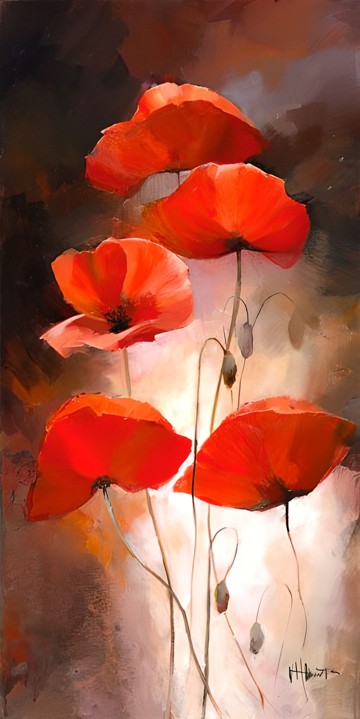 Rote Mohnblumen im sanften Licht