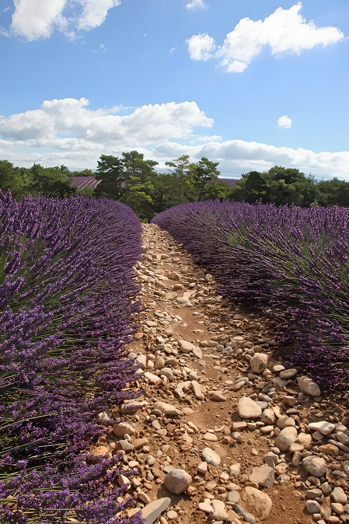 Lavendelfeld mit Kiesweg