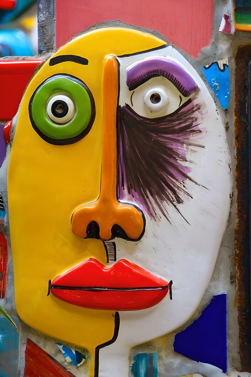Bunte Gesichtsmaske aus Keramik