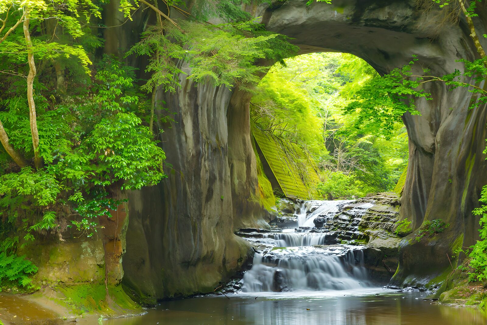 Magischer Wasserfall im Wald