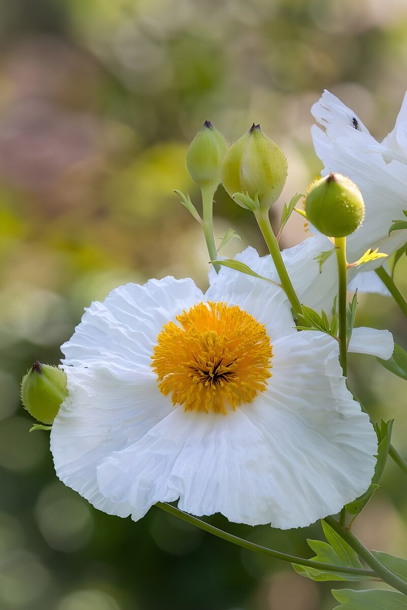 Weiße Blüte mit gelbem Zentrum