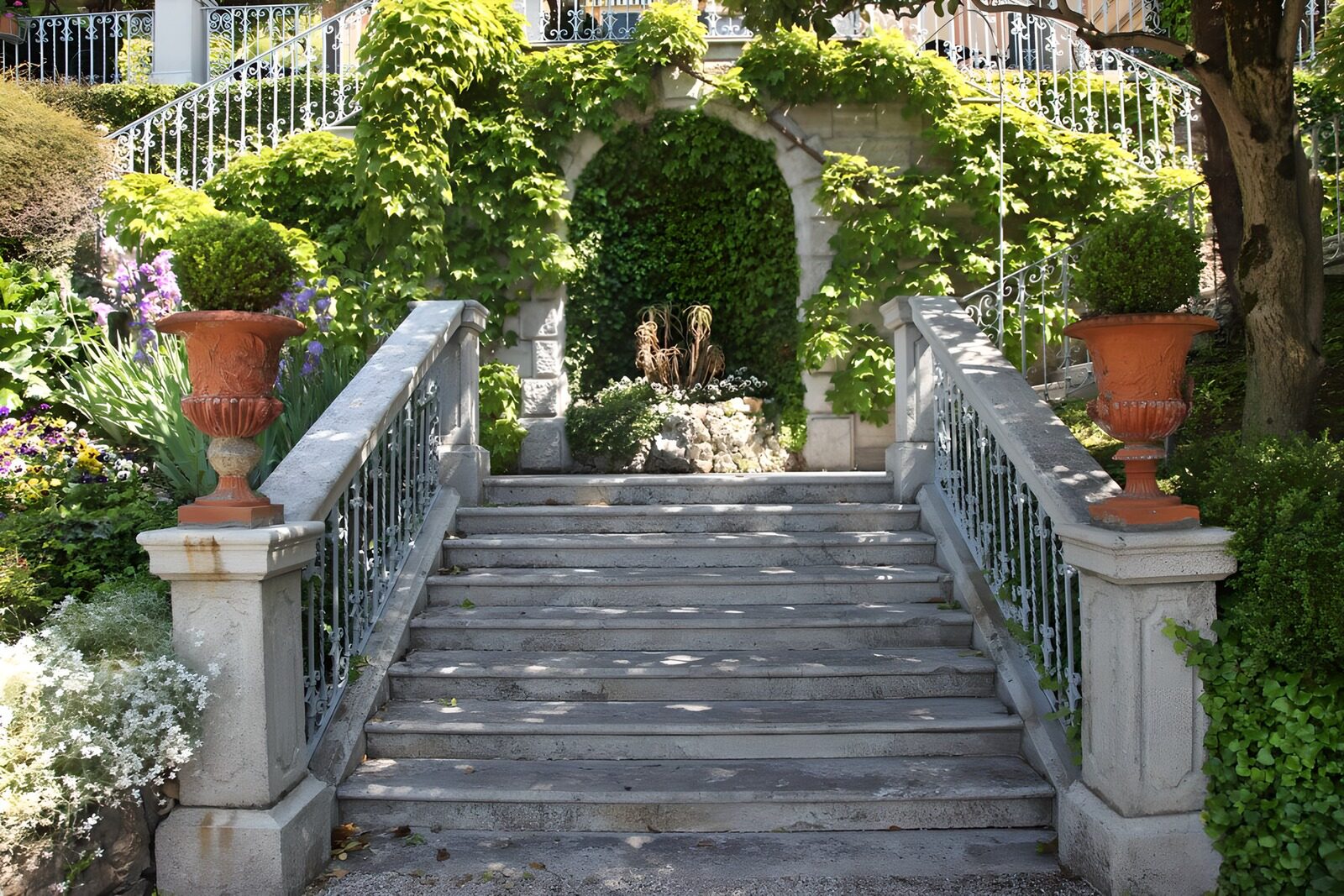 Verschlungene Treppe im Garten