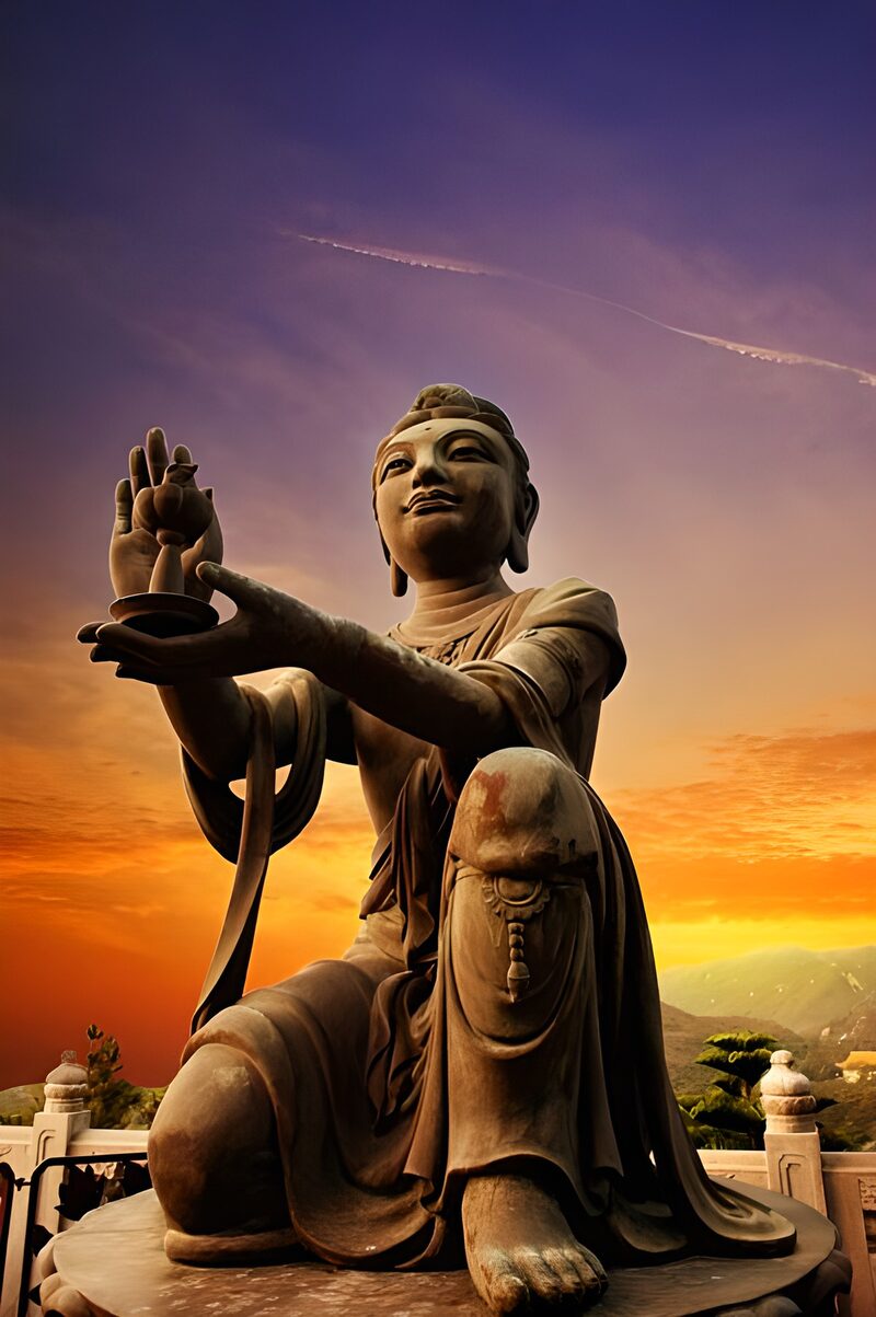 Buddha Statue im Sonnenuntergang
