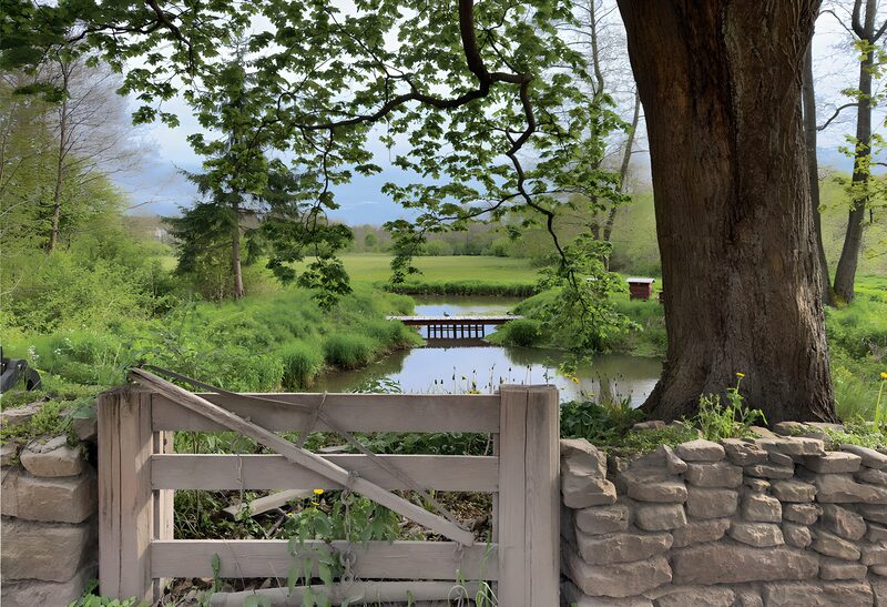 Friedliche Landschaft mit einem kleinen Teich