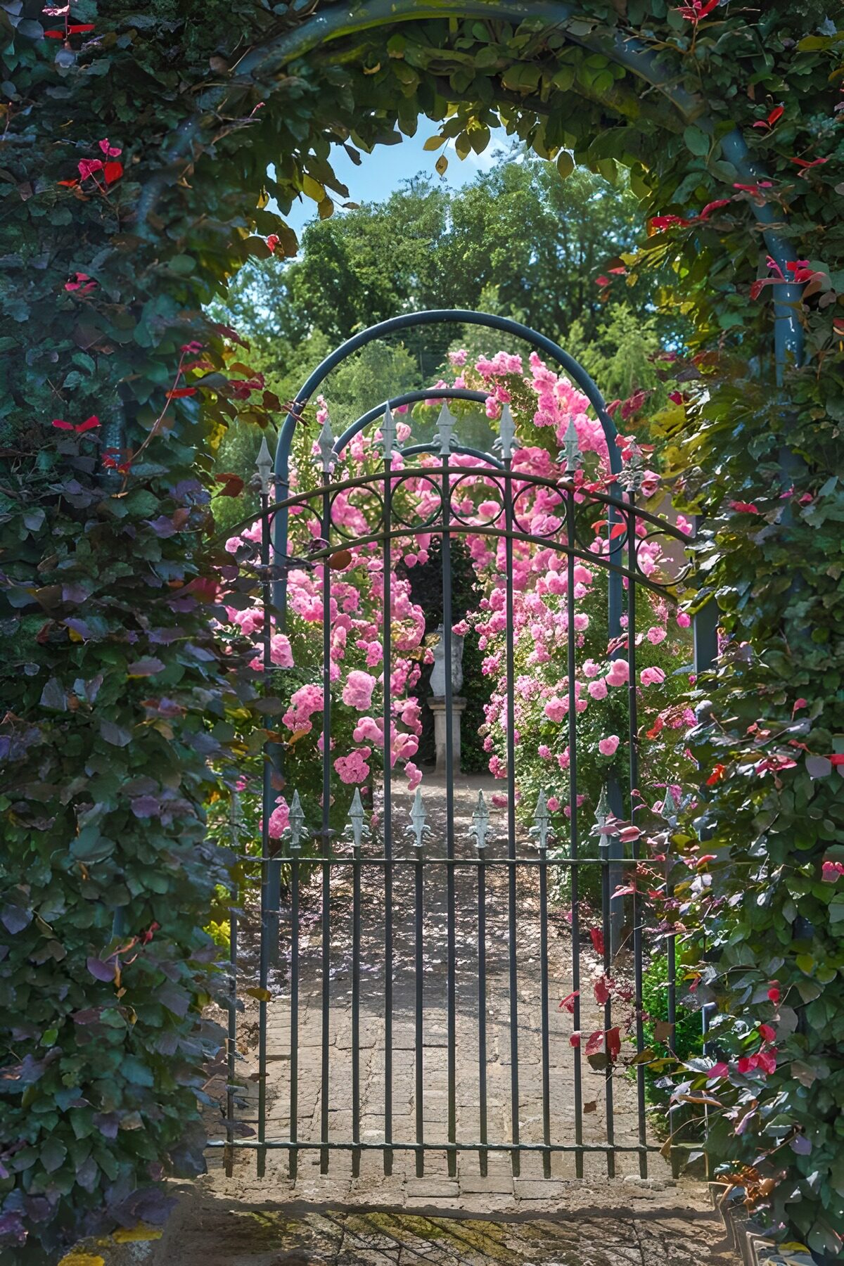 Rosengarten mit Eisenzaun