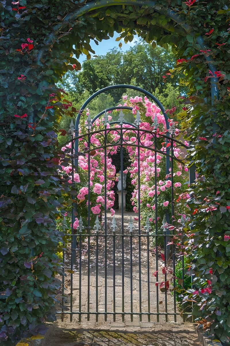 Rosengarten mit Eisenzaun