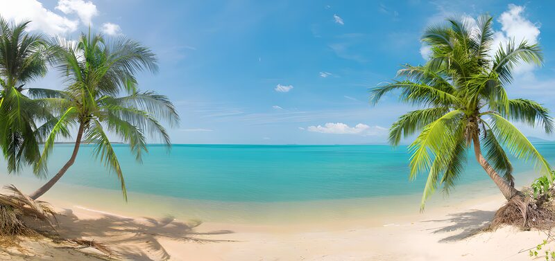Tropischer Strand mit Palmen