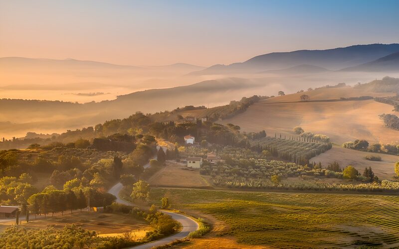Sanfte Morgenlandschaft in der Toskana