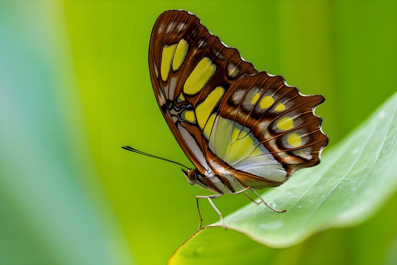Bunter Schmetterling auf grünem Blatt