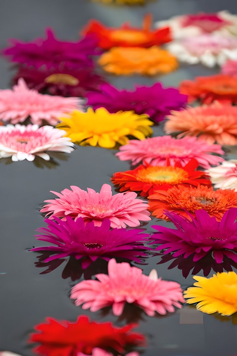 Bunte Blumen im Wasser