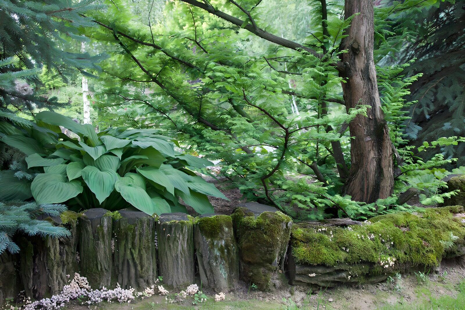 Grüner Garten mit üppiger Vegetation