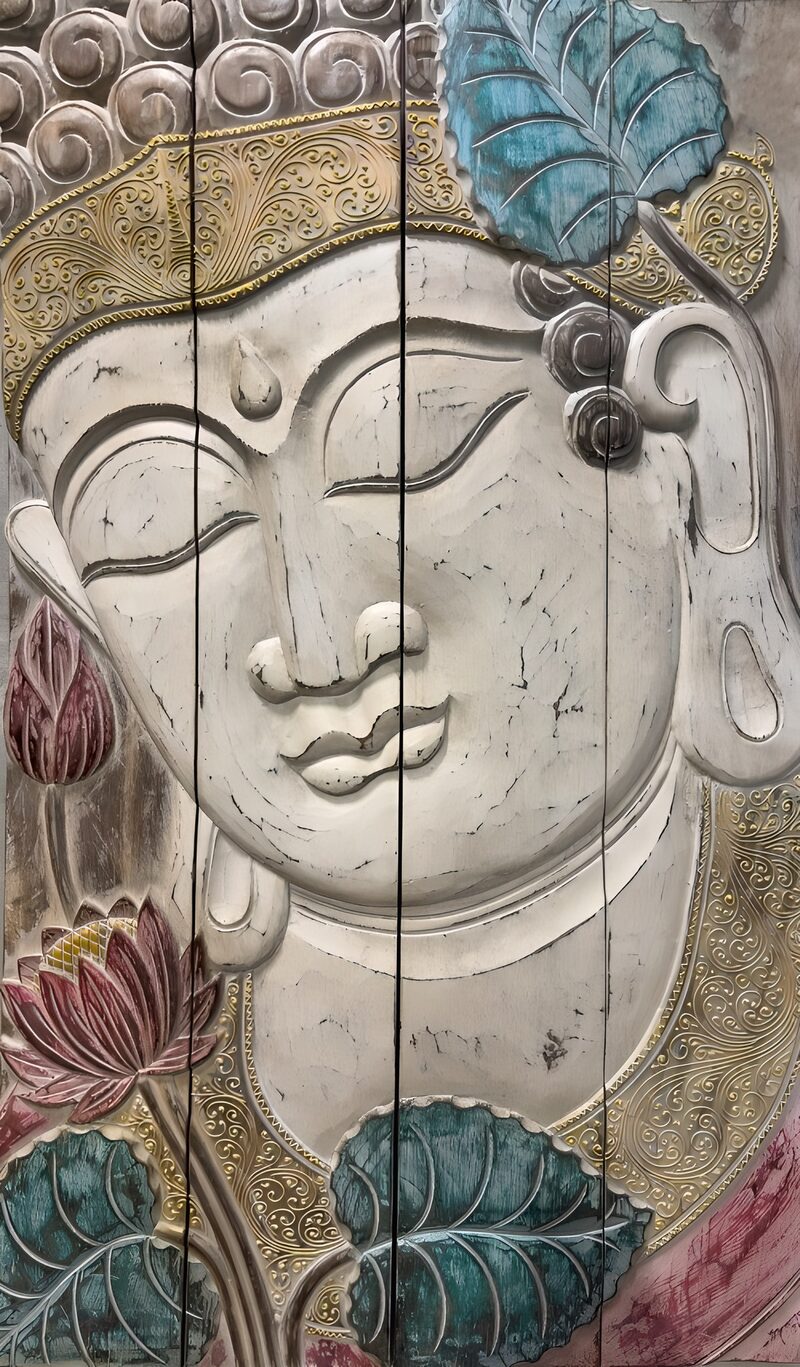 Buddha-Kunst auf Holz